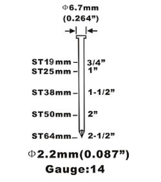 14gauge St Series Concrete Steel Nail Straight Nail St50 for Construction Packing