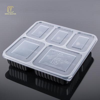 China Microwave Safe 5 Compartment FDA Airplane Food Tray With Lid for sale