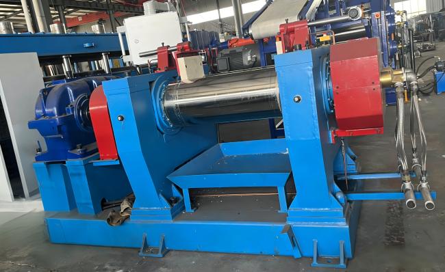 Rubber mixing mill operation view