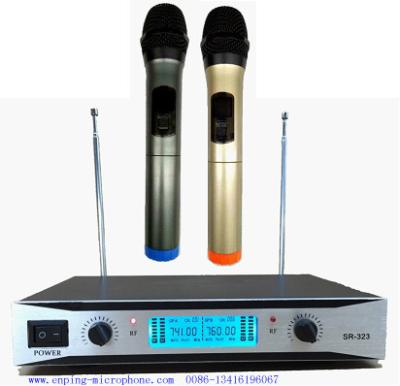 China SR-323   double channel VHF small size wireless microphone with screen  / micrófono / good quality cheap price for sale