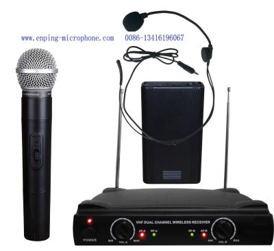 China LS-302 dual channel VHF wireless microphone with two  micrófono /  good quality MIC for sale