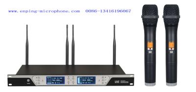 China 820/TRUE DIVERSITY professional infrared selectable frequency dual channel wireless microphone for sale