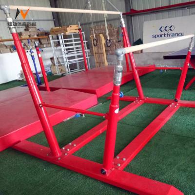 China Kids Gymnastics Training Equipment Outdoor Uneven Bars with Extension Legs in Red for sale