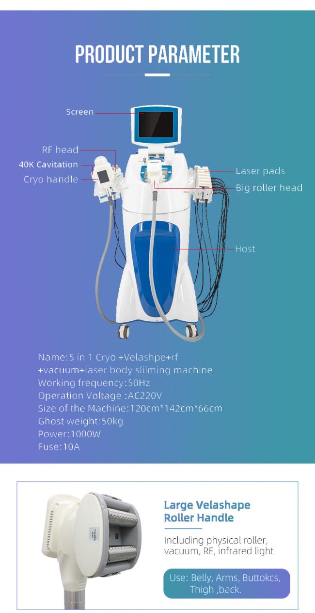 Weight Loss Beauty Equipment V9 Power Multi Function 5 In 1 Rf Massage Shape Slimming Machine Bella Shape with Cryo