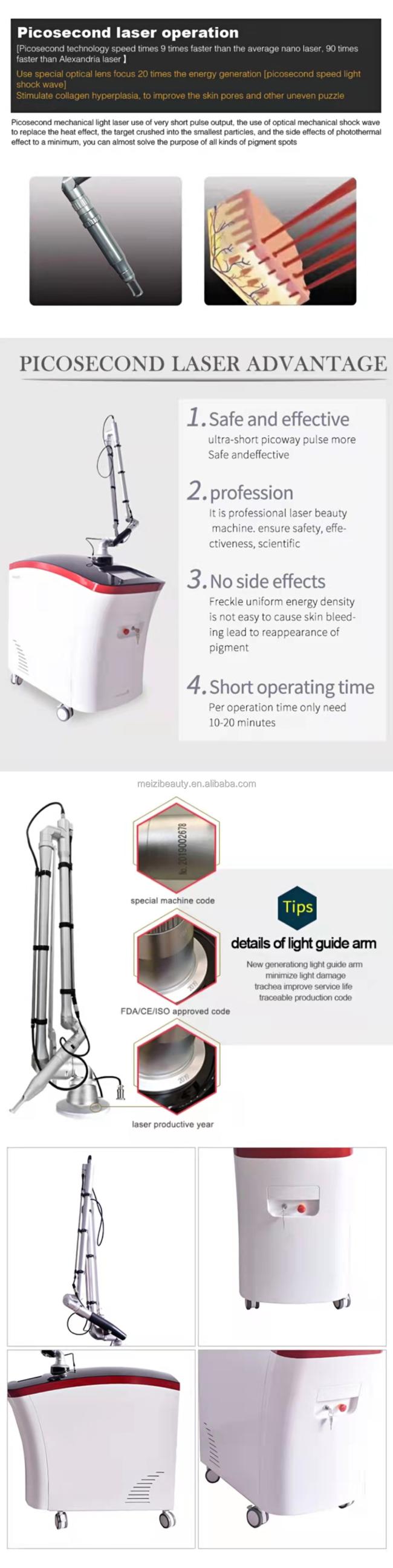 S.Korea Pico Care Laser Machine Q Switched Picosecond ND Yag for Skin Tattoo Removal 1064 532 755 nm Pigment Laser