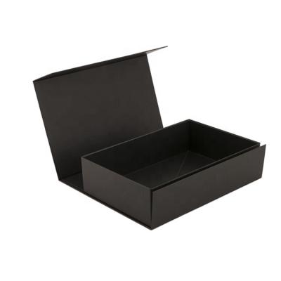 China Matt Black Foldable Carton Box , Custom Rigid Paper Box 160mm Length With Magnet for sale