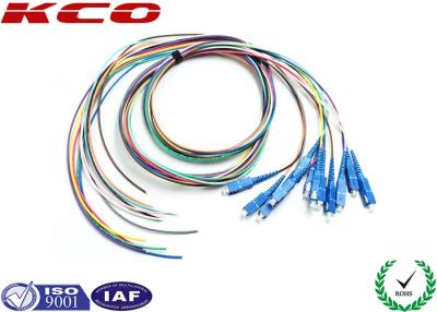 China 12 fibra del solo modo FTTH de la coleta de la fibra óptica del PVC de los colores al tipo del SC del hogar en venta