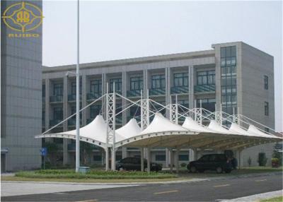 China Warehouse Car Parking Shade Steel Frame PVDF Coated Car Parking Sun Shade Canopy for sale