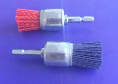 China Clean Sand Nylon Abrasive End Brush 25mm Outer Diameter With 6mm Hex Shank for sale