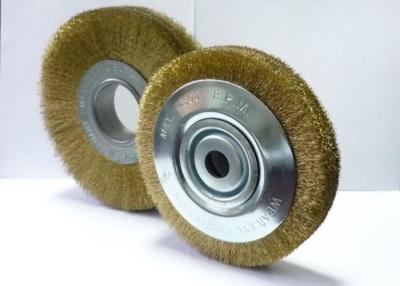 China Heavy Duty Brass Wire Brush Wheel / Steel Wheel Brush For Cleaning Rust for sale
