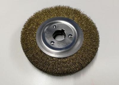 China Brass Coated Crimped Wire Descaling Brush / Buffing Wire Brush 150 X 25.4 X 20MM for sale