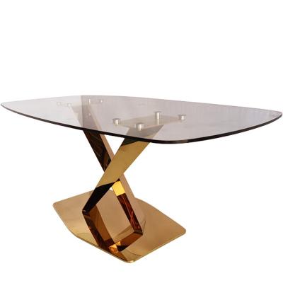 中国 Stainless Steel Frame Modern Marble Dining Room Table Luxury Dinning Table Set 販売のため