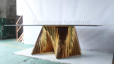 China Modelo de sala de vila moderna mesa de jantar de mármore mesa de jantar rectangular doméstica moderna à venda