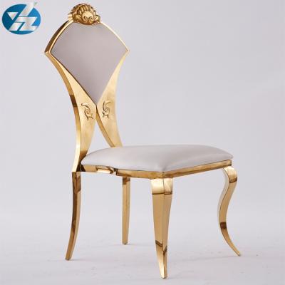 China Cadeira de banquete de casamento de couro padrão moderna mobília dourada para empresas à venda