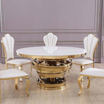 China Indoor Furniture Coffee Table Round Stainless Steel Table Set Gold Painting For Living Room for sale