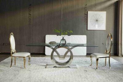 中国 緩和されたガラス カモメのダイニング テーブルの長方形の銀製シリーズ家の家具 販売のため