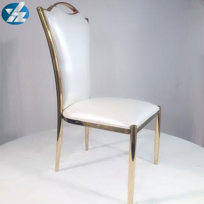 China Chrome SS Wedding Banquet Chair Upholstered Gold Dining Room Chair for sale