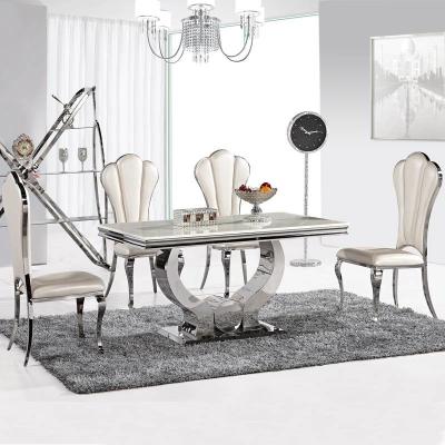 China Stainless Steel Frame Heavy Metal Base Dining Table 115KGS OEM L200xW100xH75cm for sale