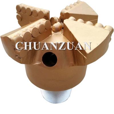 China High Drill Ability PDC Drag Bit / 4 Wings Golden Chevron Type PDC Drag Bit for sale