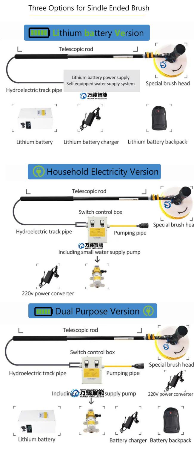 Solar Panel Tools Which Lithium Powered Single Head Rotating Brush of Brush-Less Motor Driven