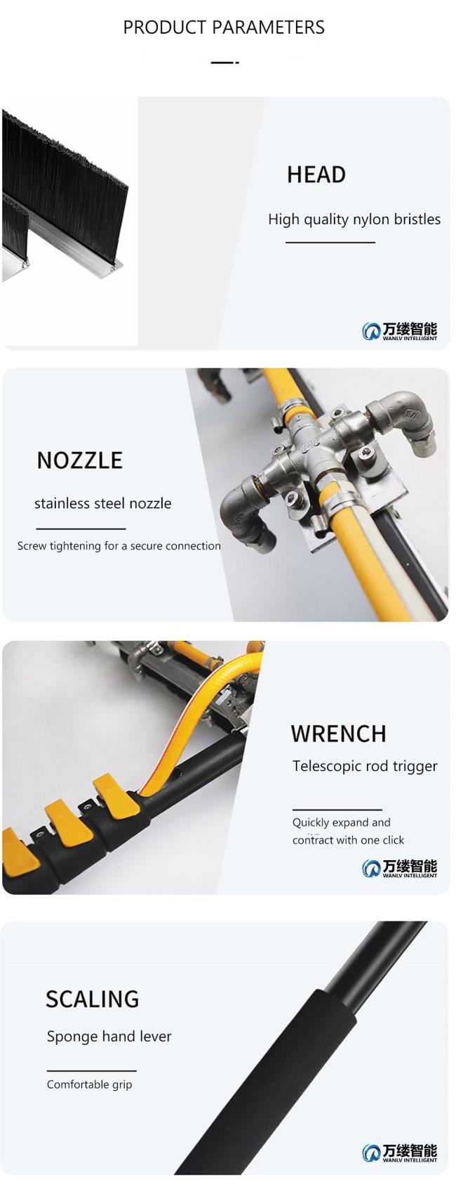 Convenient High-Pressure Water Spray Brush for Solar Panel Cleaning with 7.5 Meters Handle Factory Price