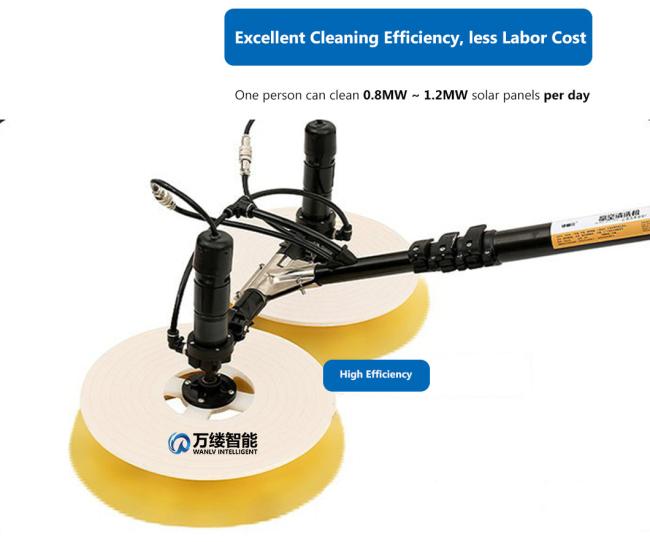 Glass Wall Cleaning Tool Solar Panel Cleaning Machine Photovoltaic Farms Cleaning System Electric Double Rotating Brush