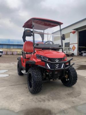 China 2 Seater Red Electric Hunting Golf Cart With Cooler Sound Bar Off-Road Tires For Course à venda