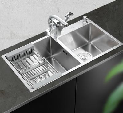 China Double Trough Vegetable Washing Basin 304 Stainless Steel Wash Basin For Kitchen for sale