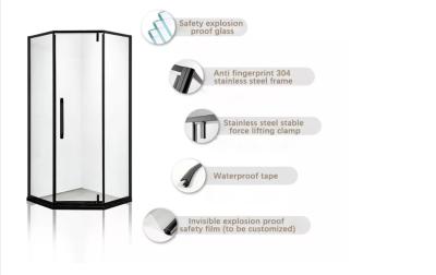 China 2 cabines de aço inoxidável do chuveiro do banheiro do vapor da pessoa com portas deslizantes à venda
