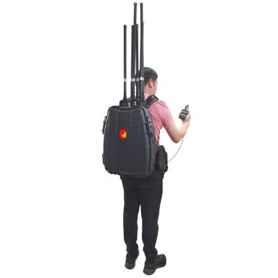 China 9 Bands Omni Directional High Power Backpack Anti Drone UAV Jammer with Wired Remote Control for sale