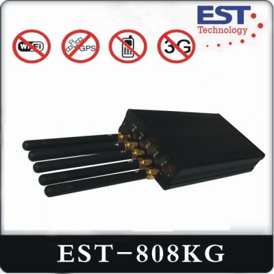 China WIFI GPS Portable Cell Phone Jammer EST-808KG With Five Antenna , Black for sale