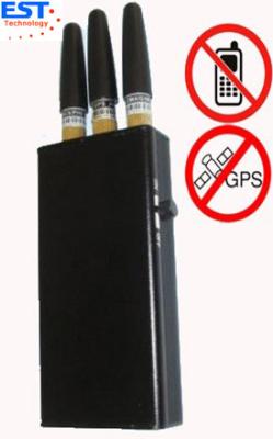 China EST-808KC GPS Signal Jammer + Mobile Phone Blocker With 3 Antenna , Black for sale