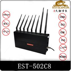 China Indoor Mobile Phone Signal Jammers 8 Bands Adjustable Remote Control 12W EST-502C8 for sale