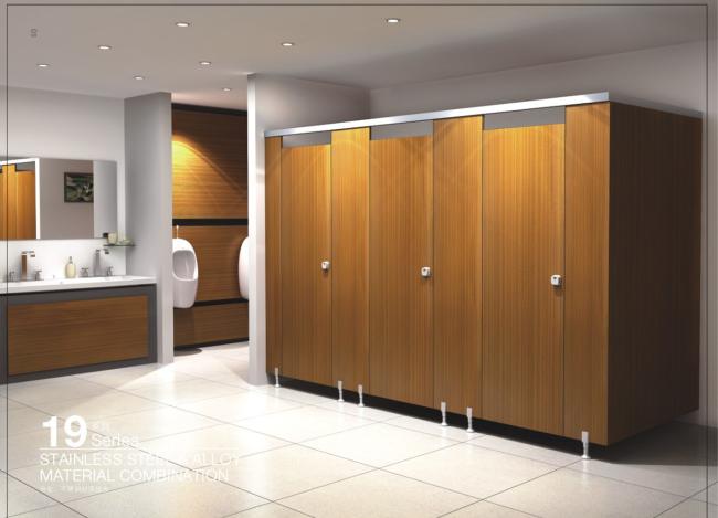 HPL toilet partition close-up