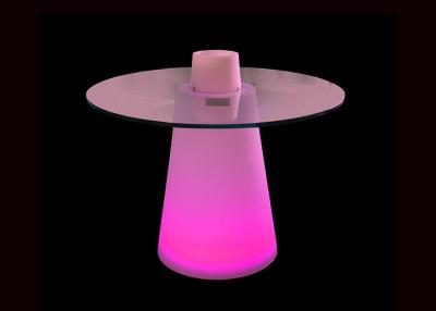 China Colors Changing Glass Top LED Cocktail Table High Standing Poseur Bar Club Use for sale