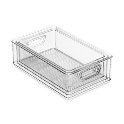 China Stackable Refrigerator Organizer Bin Clear Storage Organizer Container Bins for Pantry, Cabinets, Shelves for sale