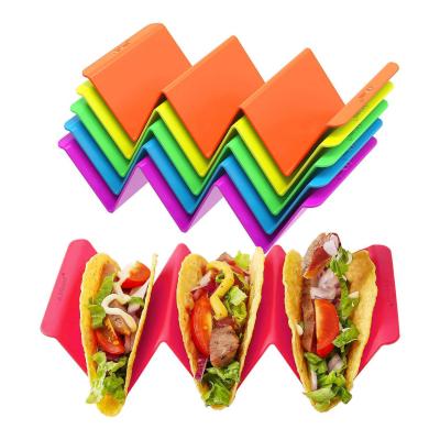 China Colorful Taco Holder Taco Tray Plate with Handle Each Can Hold 2 or 3 Tacos, BPA Free PP Material for sale