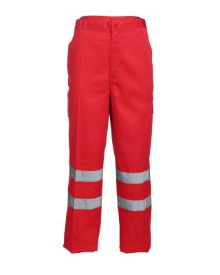 China Reflective Strips Patch Pocket Relaxation Red Work Pants for sale