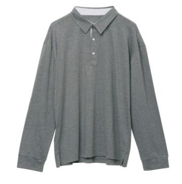 China 180gsm Collar Woven Belt Grey Long Sleeve Knitted Shirt for sale