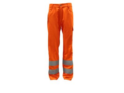 China Patch Pocket Relaxation Orange Work Pants 3M 9910 Reflective Strips for sale