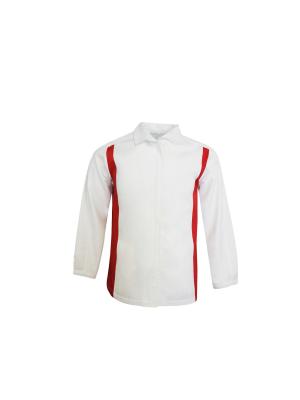 China 240G Red Contrast White Workwear Jacket 65 Polyester 35 Cotton Twill 2/1 for sale