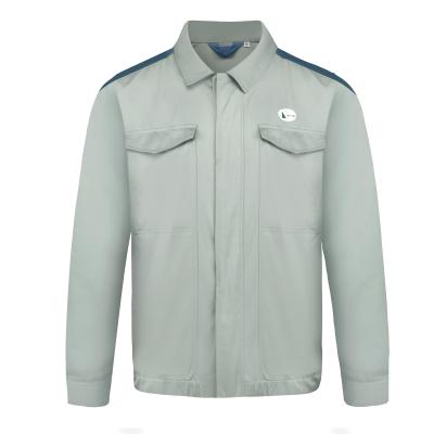 China 210 GSM Work Clothes Jacket 65% Polyester 35% Cotton Twill 2/1 Navy Contrast Gray for sale