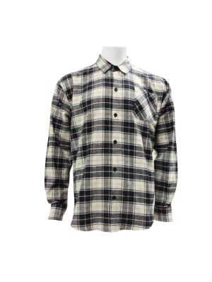 China 200GSM 100% Cotton Long Sleeve Checked Shirt Navy And Off White Color for sale