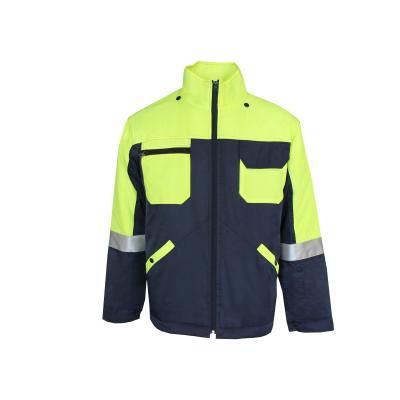 China 345 GSM Lightweight Quilted Jacket Fluorescent Green Contrast Navy for sale