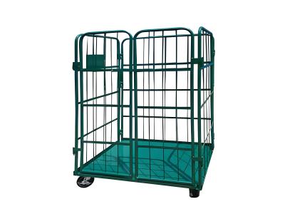 China Mesh Heavy Duty Cage Trolley Logistic Warehouse Industrial Workshop Folding Laundry Picking Roll Cage Cart for sale