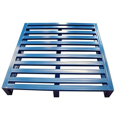 China Powder Coating Warehouse Storage Stackable Metallic Rack Steel Pallet Tray Plastic for sale
