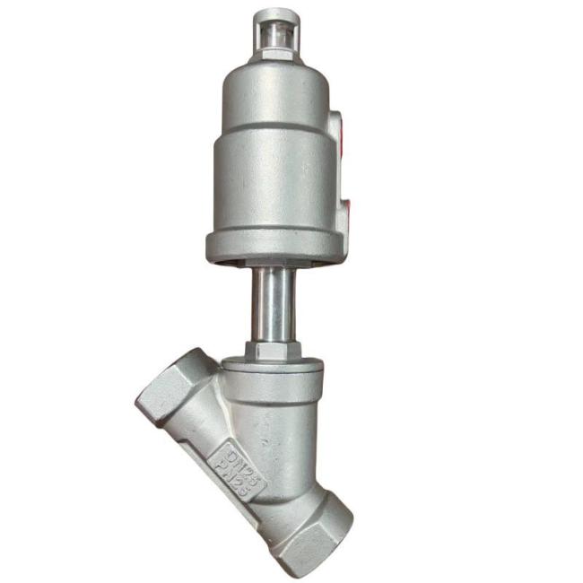 Stainless Steel 304/316 Threaded End Y Type Pneumatic Angle Seat Valve