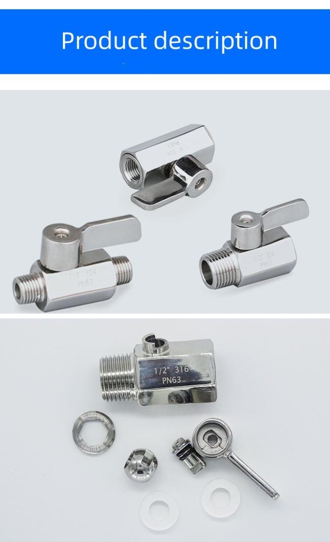 Factory Manual 304 All Steel Female and Male Thread Connected with The Miniature Mini Ball Valve