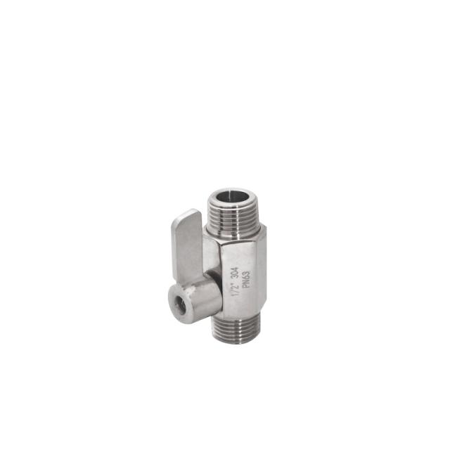 Mini SS304 Male Male Threaded End Manua Stainless Steel Ball Valve