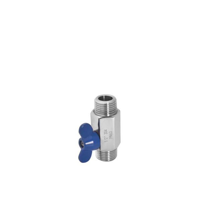 Stainless Mini Ball Valve NPT Male X Male Thread with Butterfly Handle